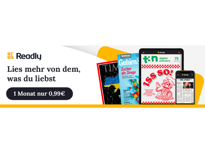 Ein Monat Readly für nur 99 Cent