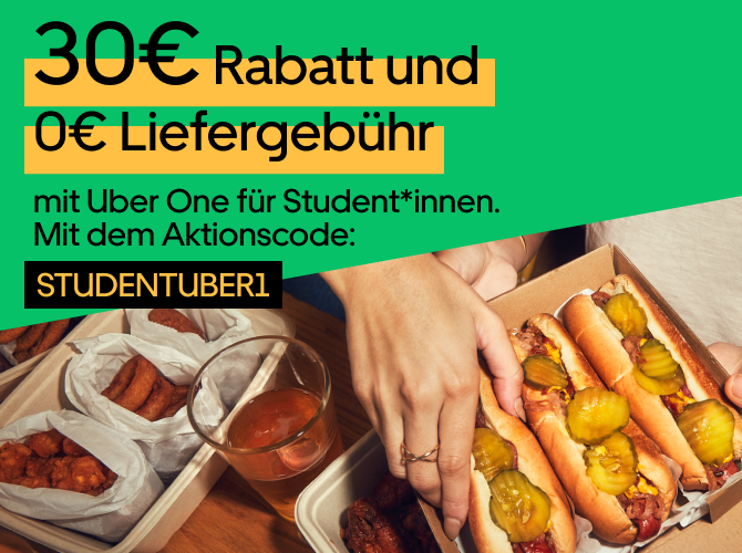 30 € Rabatt und 0€ Liefergebühr mit UberOne